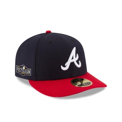 Blue Atlanta Braves Hat - New Era MLB Postseason Side Patch Low Profile 59FIFTY Fitted Caps USA4701985